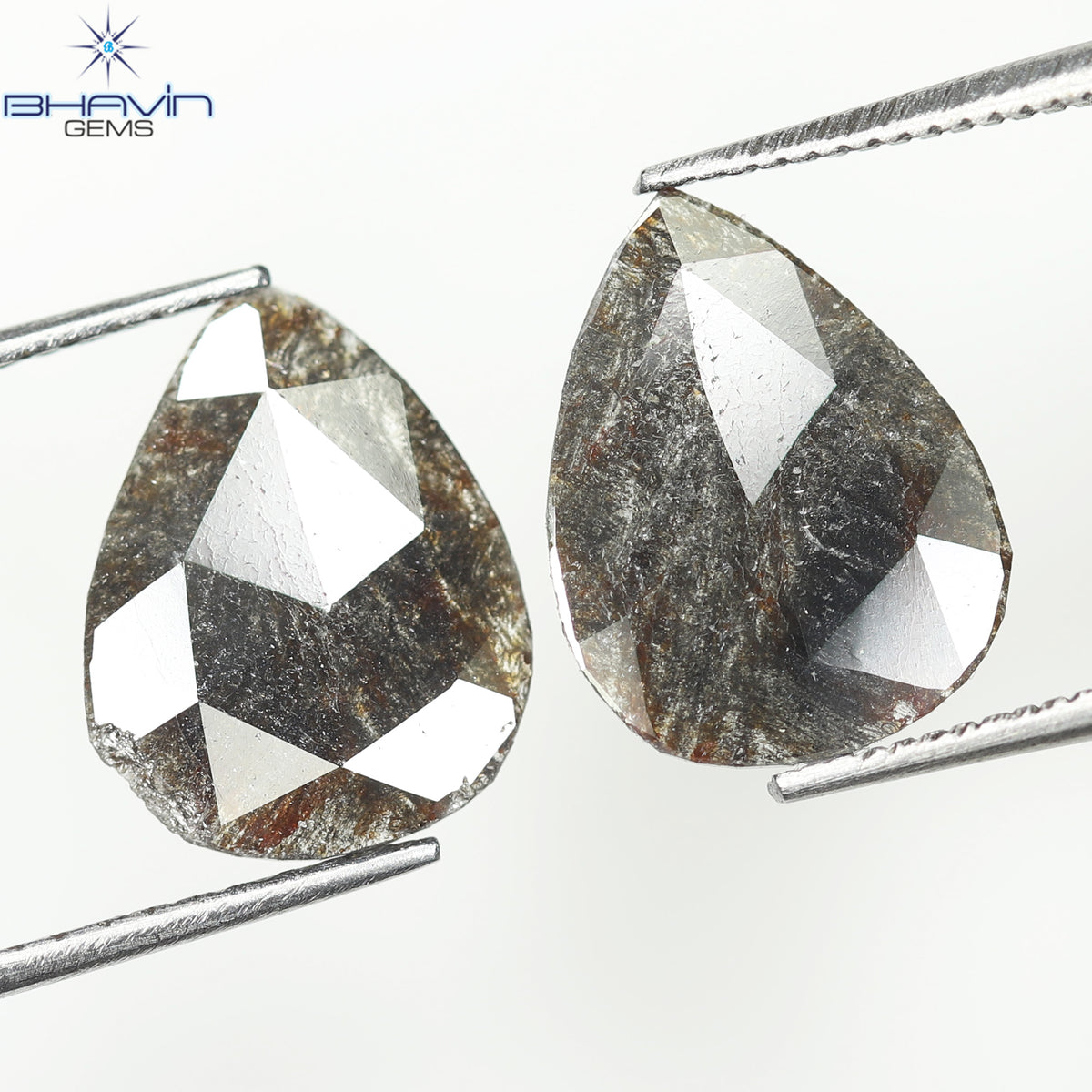 1.75 CT/5 ピース スライス形状 天然ダイヤモンド ソルト アンド ペッパー カラー I3 クラリティ (10.45 MM)
