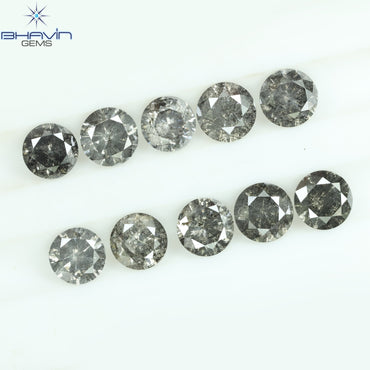 2.34 CT/10 Pcs Round Shape Natural Loose Diamond Salt And pepper Color I3 Clarity (4.00 MM)