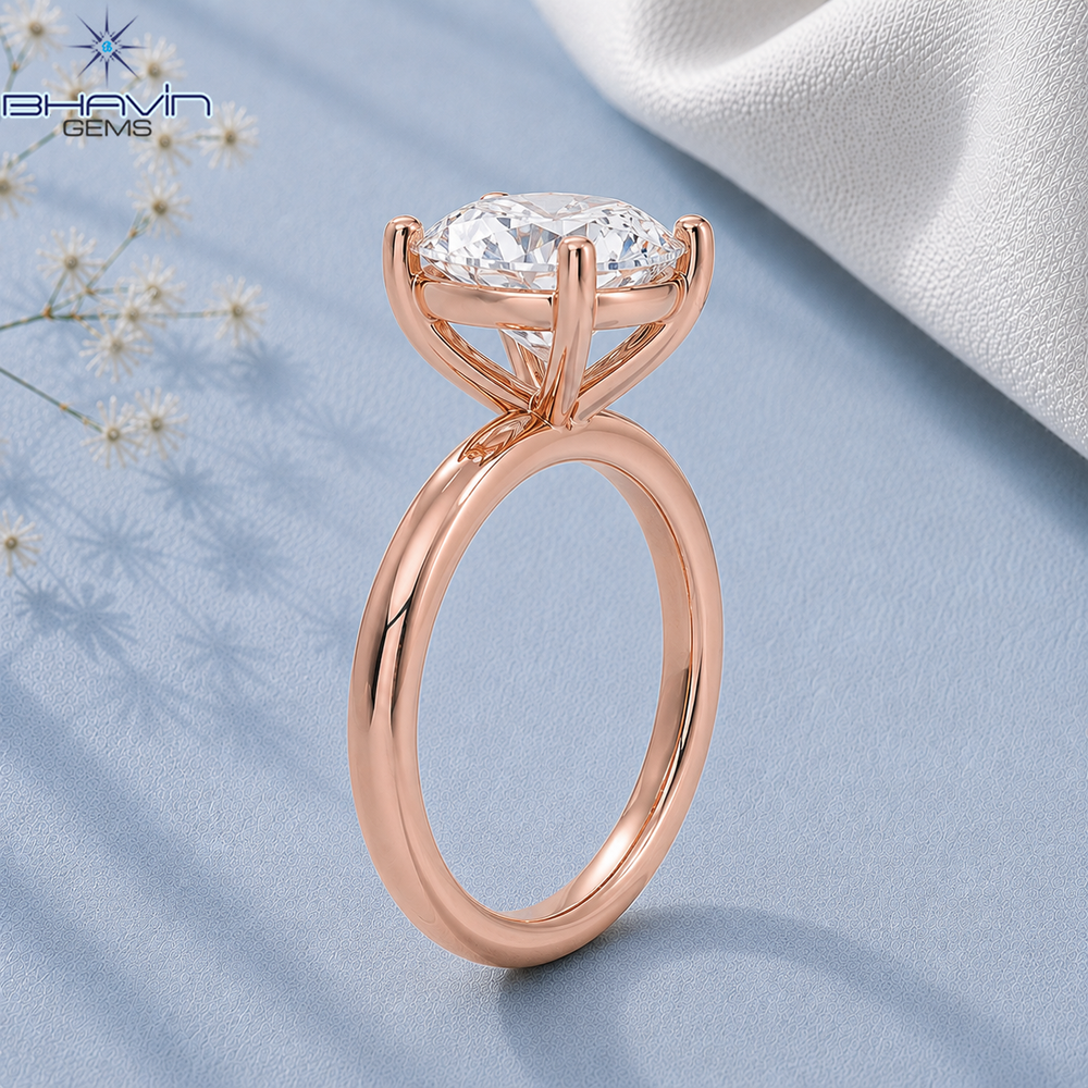 Round Diamond Solitaire Engagement Ring with Modern Crossover Setting