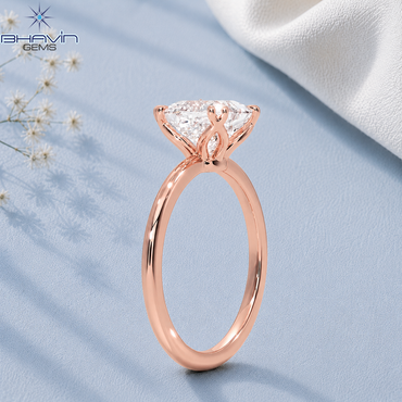 Princess Cut Solitaire Engagement Ring with Double Corner Prongs and Floral Basket in Rose Gold