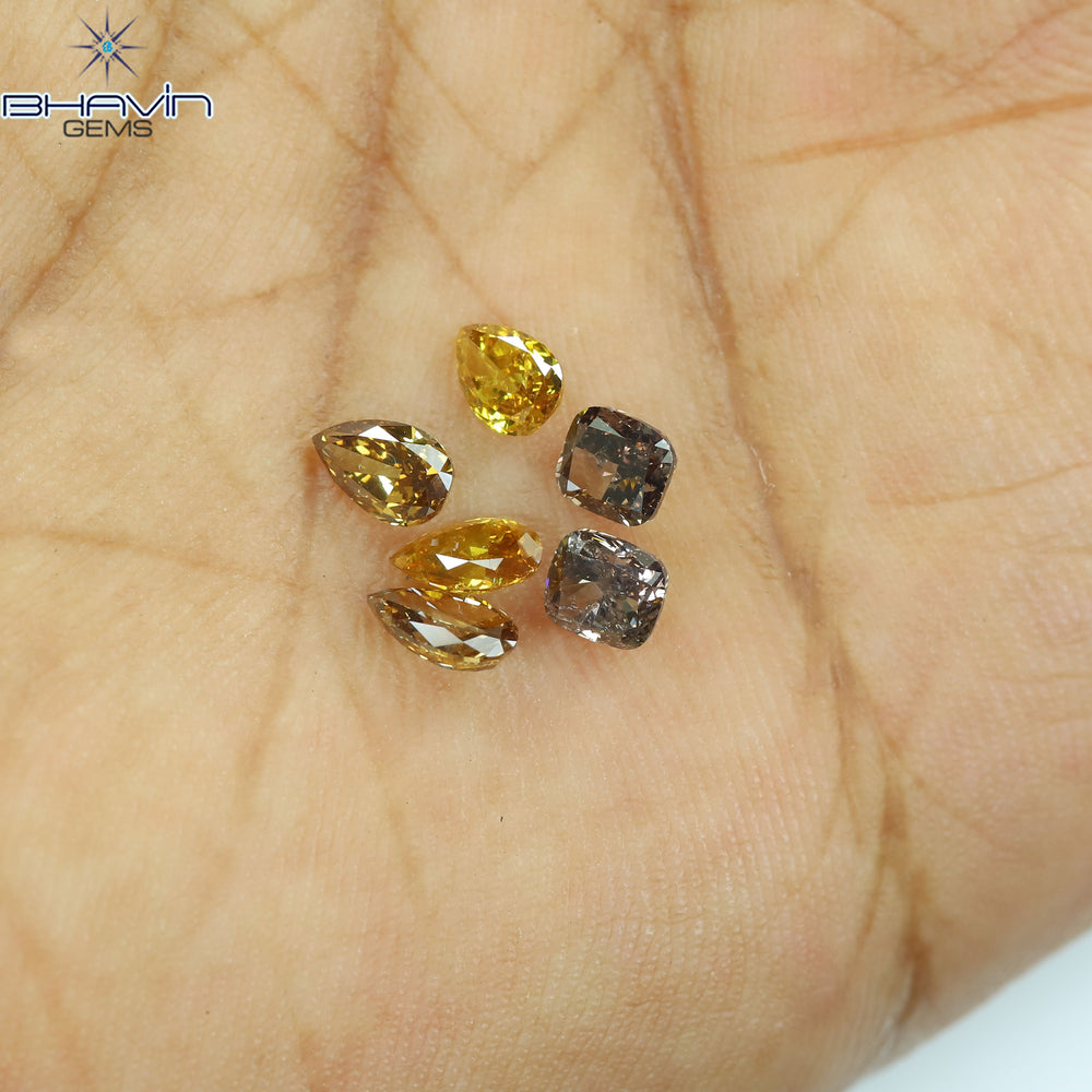 1.33 CT/6 Pcs Natural Mix Diamond Mix Fancy Color Clarity SI (4.92 MM)