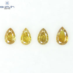 0.99 CT/4 Pcs Natural Pear Diamond Orange Color Clarity SI (5.43 MM)