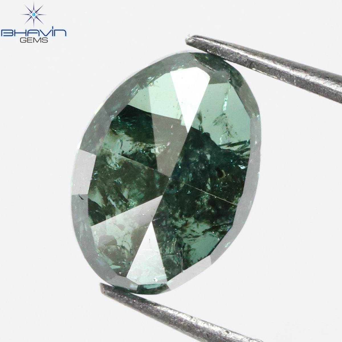 0.82 CT Natural Oval Diamond Enhanced Greenish Blue Color Clarity I3 (6.31 MM)