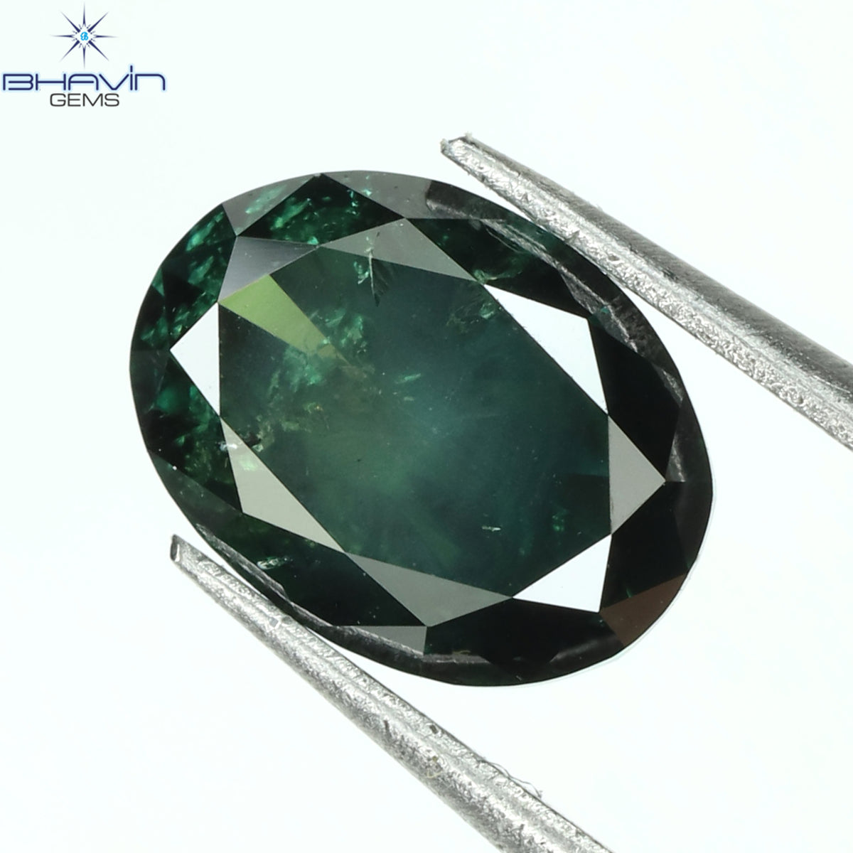 0.87 CT Natural Oval Diamond Enhanced Blue Color Clarity I1 (6.45 MM)