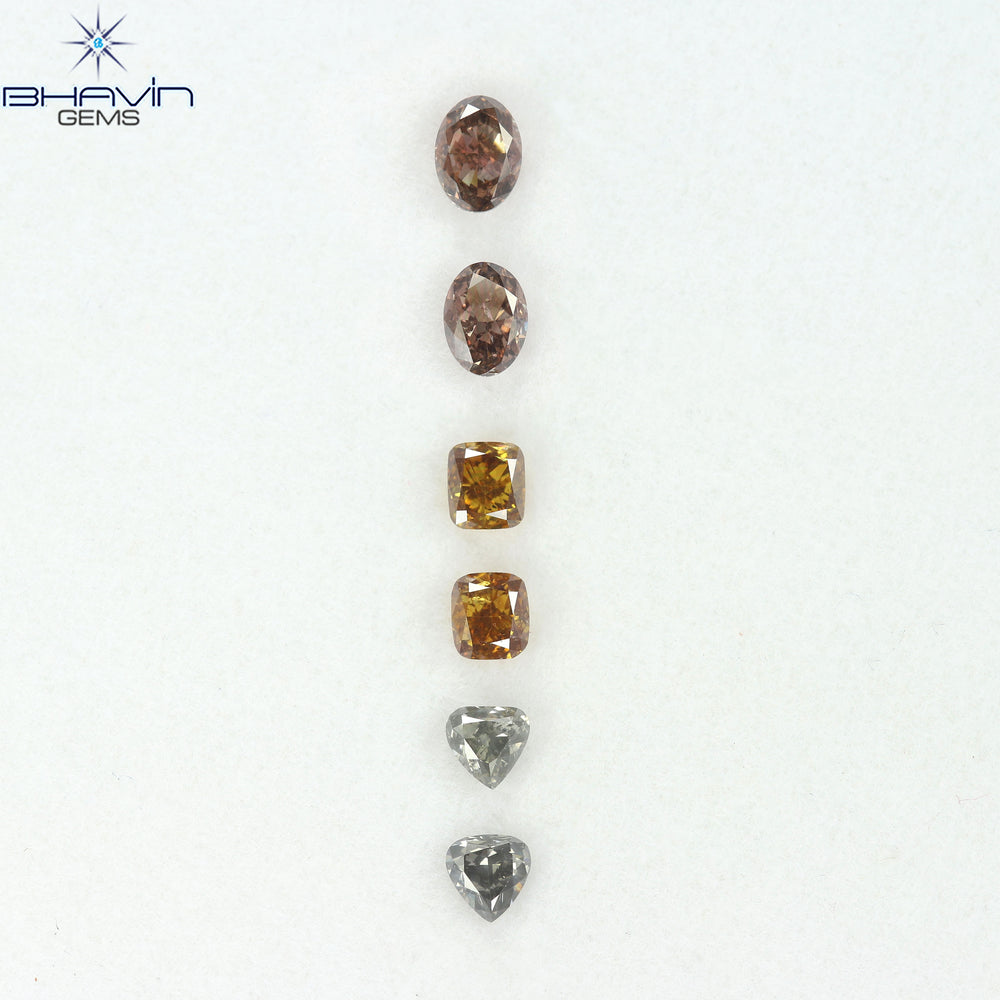 1.41 CT/6 Pcs Natural Mix Diamond Mix Fancy Color Clarity SI (4.73 MM)