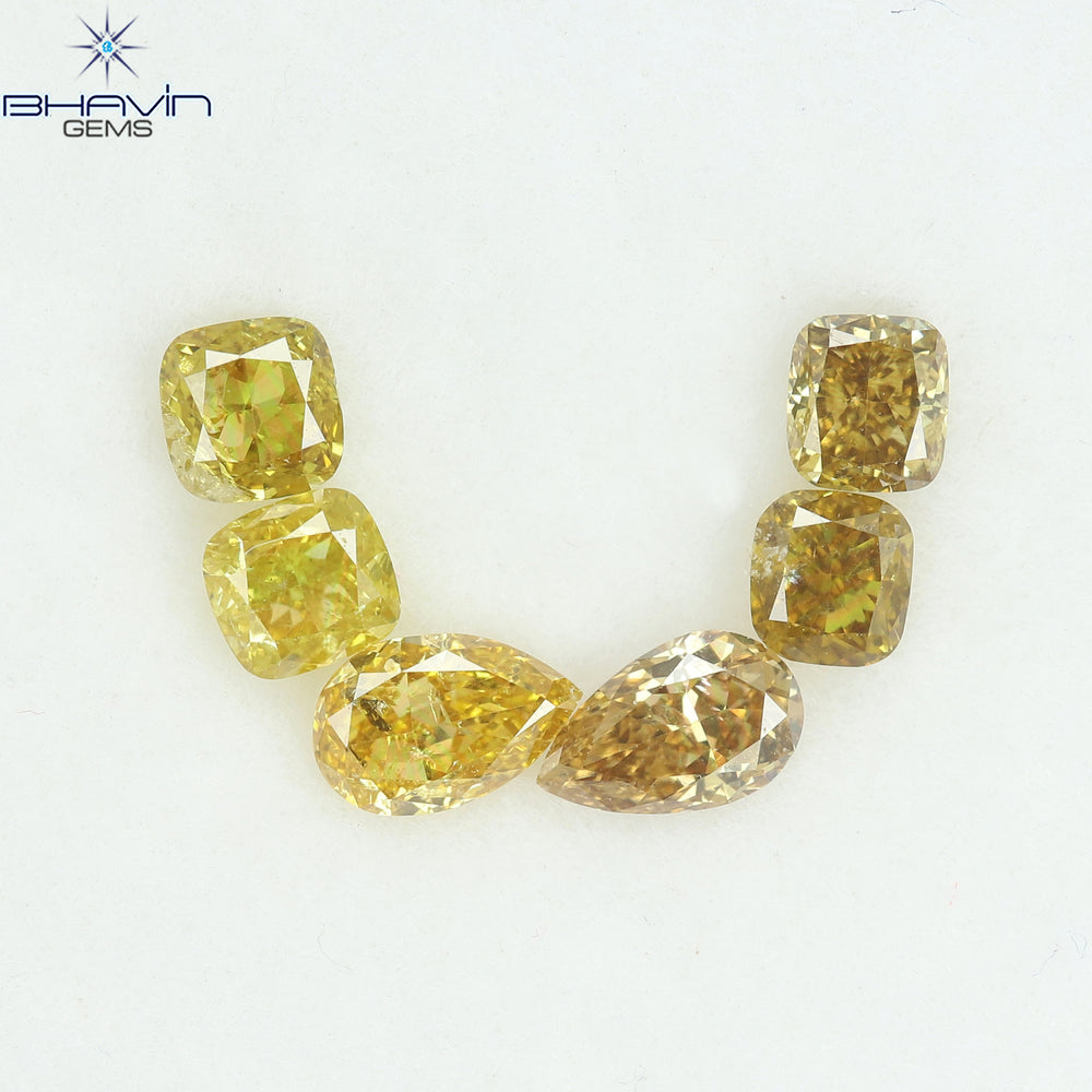 1.25 CT/6 Pcs Natural Mix Diamond Mix Fancy Color Clarity SI (5.00 MM)