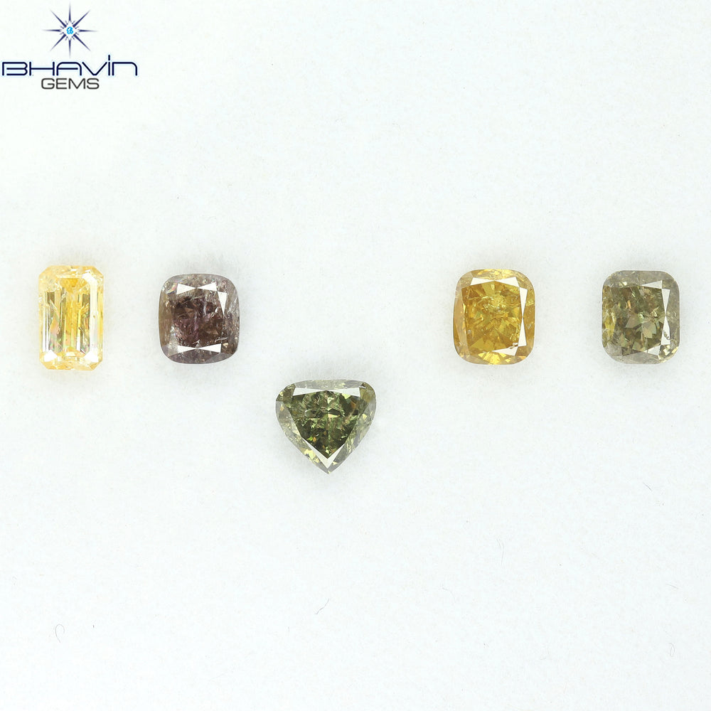 2.17 CT/5 Pcs Natural Mix Diamond Mix Fancy Color Clarity I1 (5.14 MM)