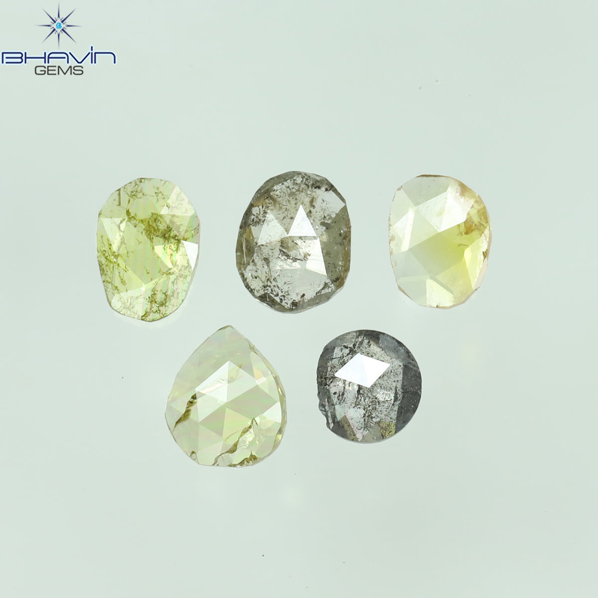 0.58 CT/5 Pcs Natural Polki Rose Cut Diamond Mix Fancy Color Clarity I2 (4.25 MM)