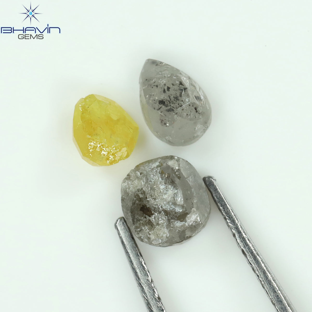 0.87 CT/3 Pcs Natural Uncut Diamond Mix Color Clarity I3 (4.00 MM)