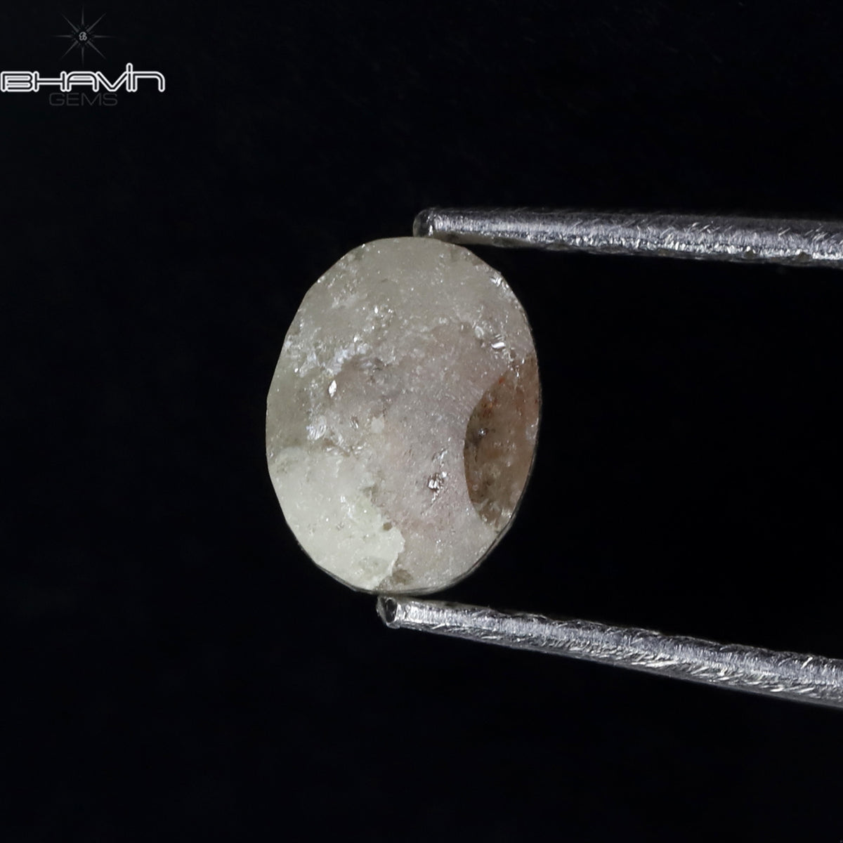 1.05 CT、ノーカット ポルキ シェイプ、天然ダイヤモンド、ブルー カラー、I3 クラリティ (5.42 MM)