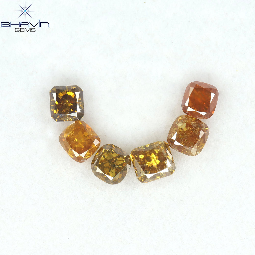 2.06 CT/6 Pcs Natural Mix Diamond Orange Color Clarity SI (4.15 MM)