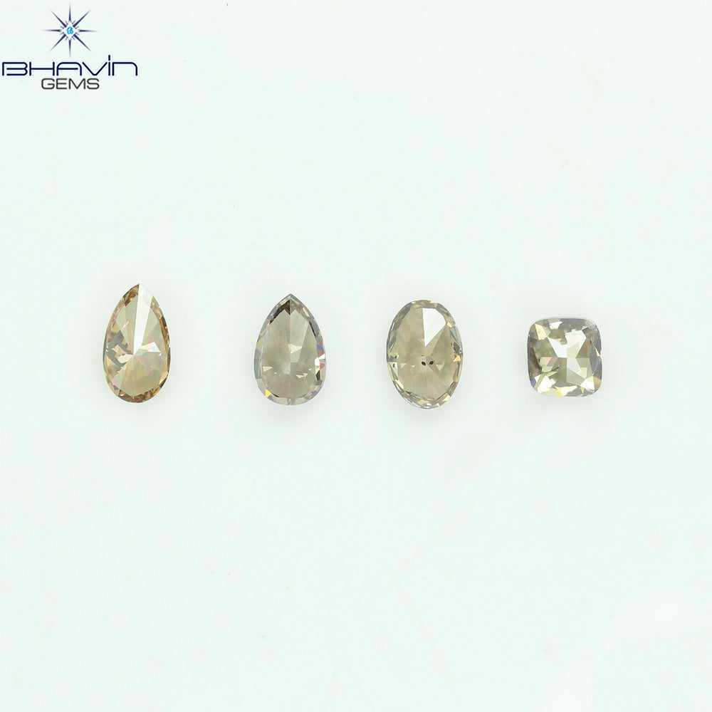 1.61 CT/4 Pcs Natural Mix Diamond Brown Color Clarity VS (6.12 MM)