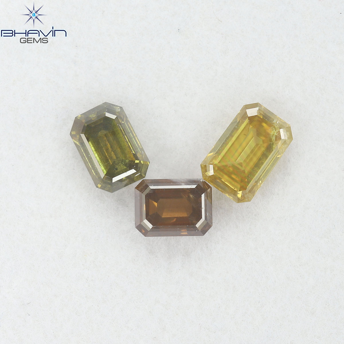 1.46 CT/3 Pcs Natural Emerald Diamond Mix Fancy Color Clarity SI (5.67 MM)