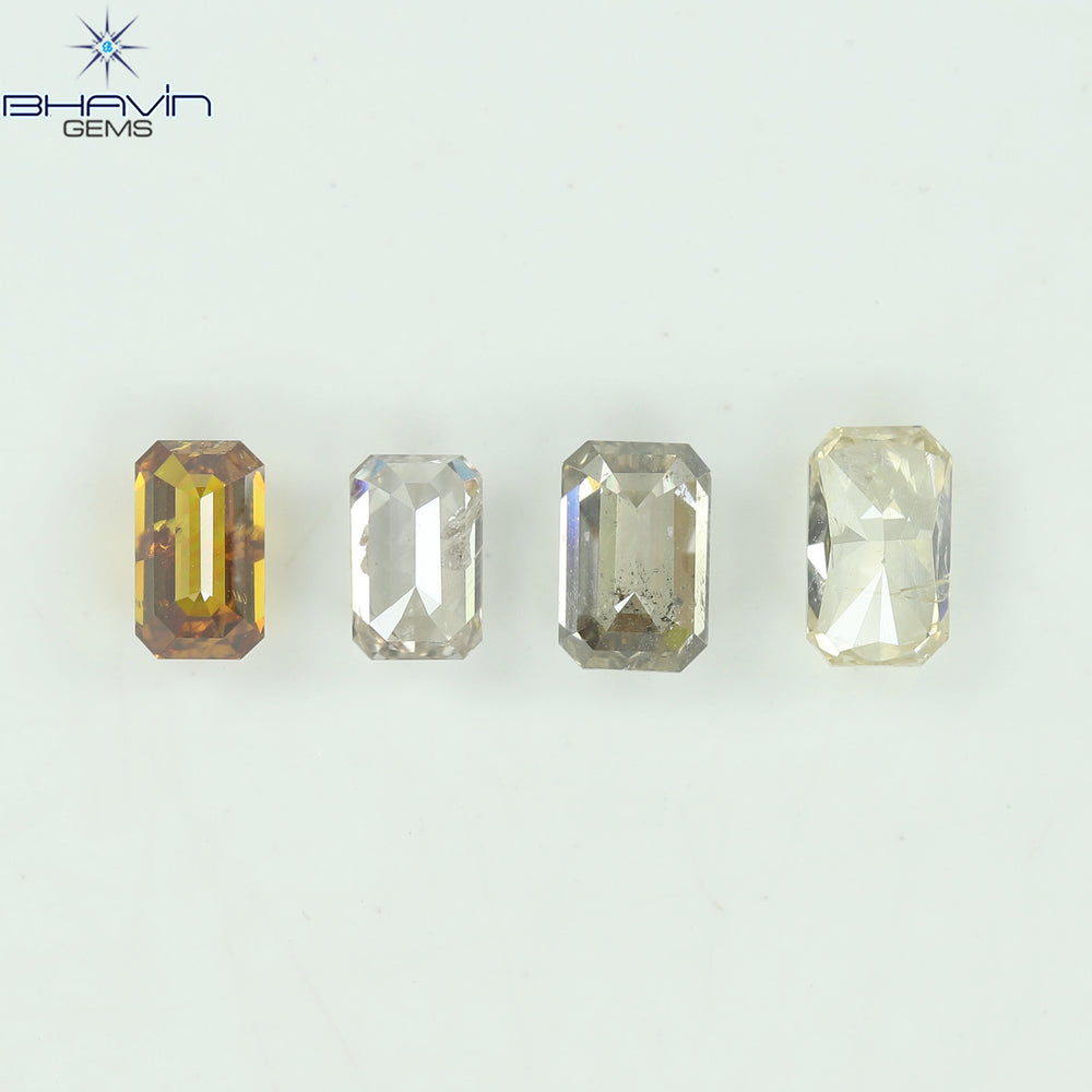 1.21 CT/4 Pcs Natural Emerald Diamond Mix Fancy Color Clarity I1 (5.05 MM)