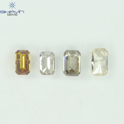 1.21 CT/4 Pcs Natural Emerald Diamond Mix Fancy Color Clarity I1 (5.05 MM)