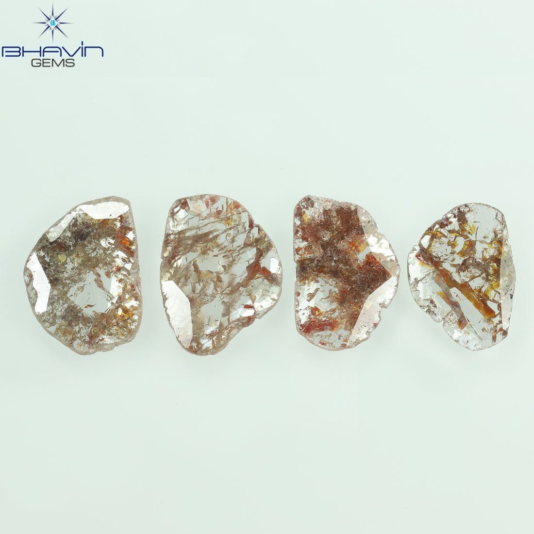 1.72 CT/4 Pcs Natural Slice Diamond Brown Color Clarity I3 (9.28 MM)