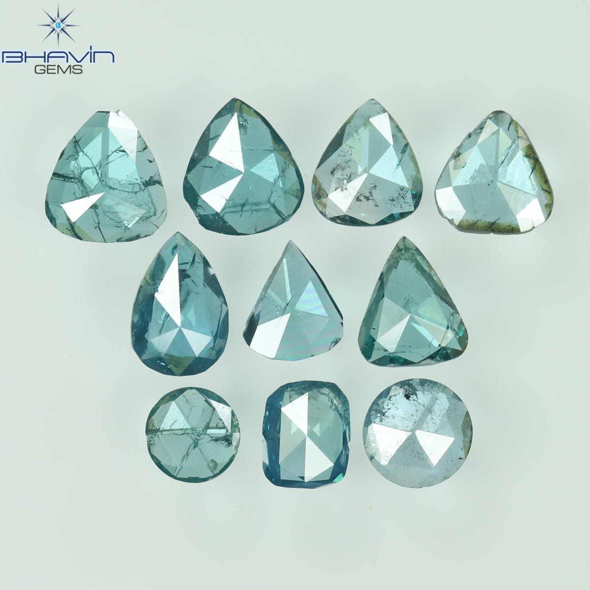 0.80 CT/10 Pcs Natural Mix Shape Diamond Enhanced Blue Color Clarity I1 (4.11 MM)