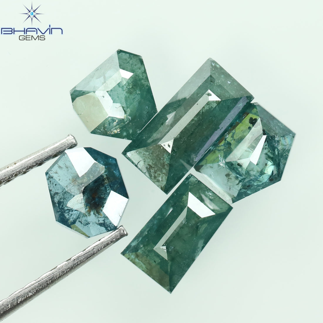 1.56 CT/5 Pcs Natural Mix Shape Diamond Enhanced Blue Color Clarity I3 (6.52 MM)