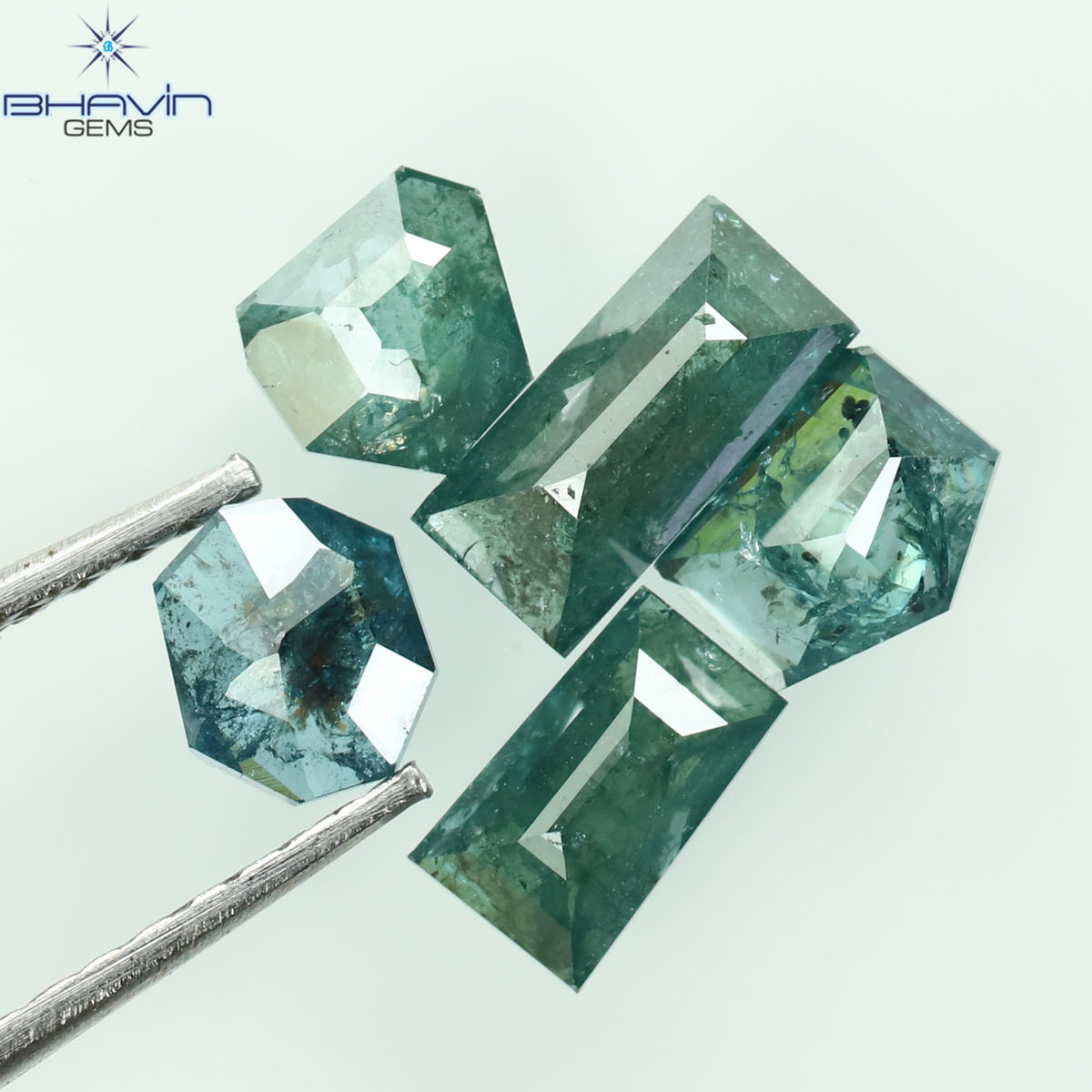1.56 CT/5 Pcs Natural Mix Shape Diamond Enhanced Blue Color Clarity I3 (6.52 MM)