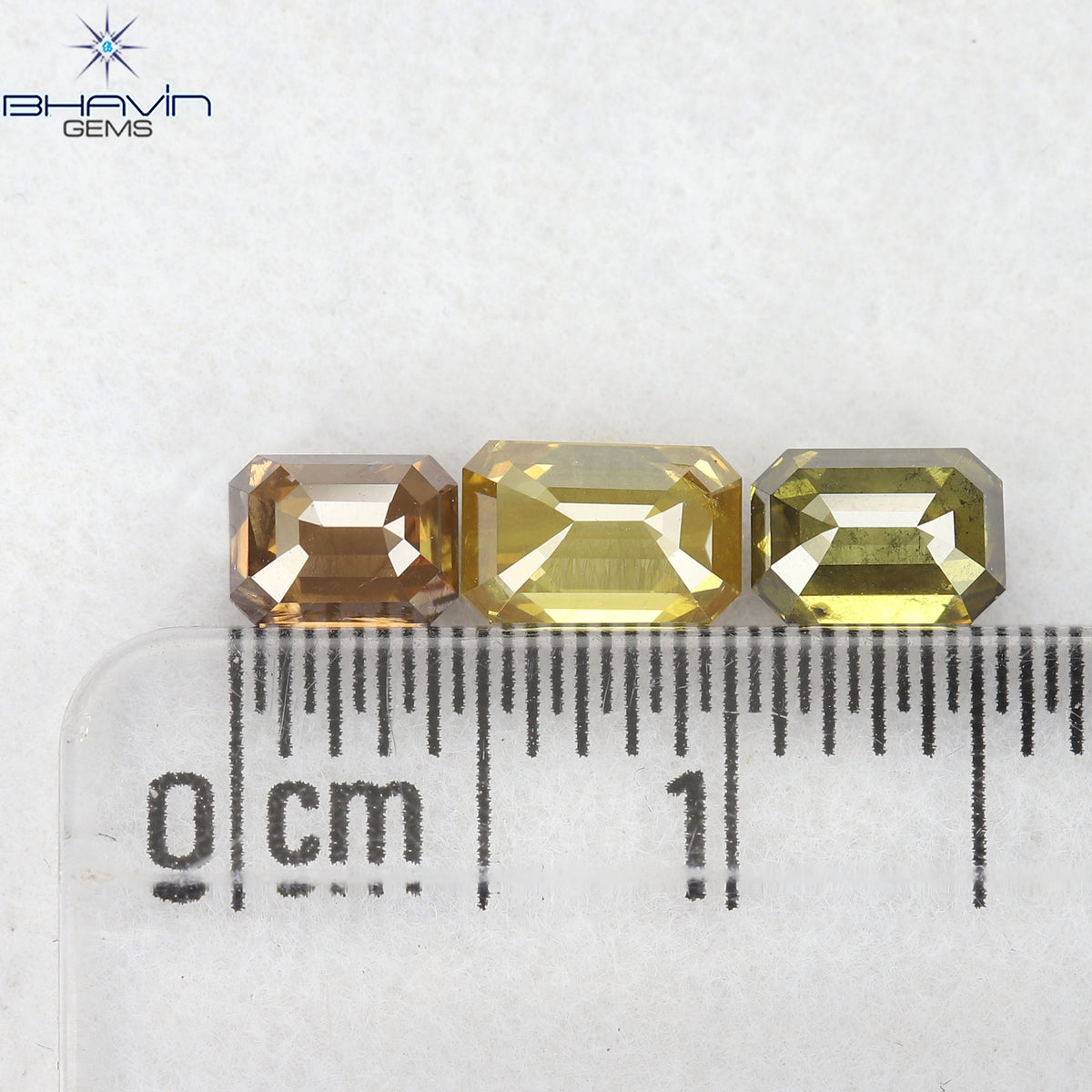 1.46 CT/3 Pcs Natural Emerald Diamond Mix Fancy Color Clarity SI (5.67 MM)