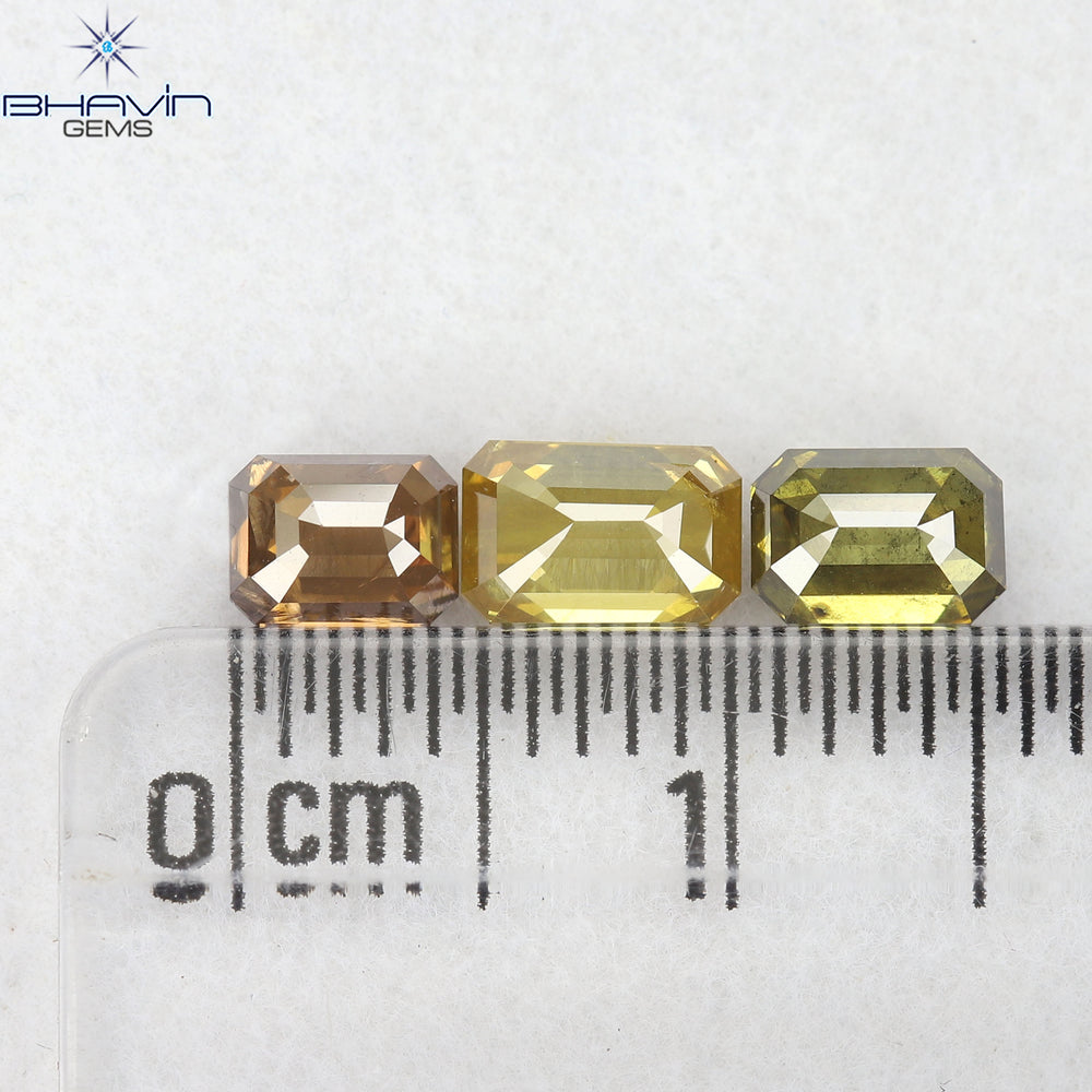 1.46 CT/3 Pcs Natural Emerald Diamond Mix Fancy Color Clarity SI (5.67 MM)