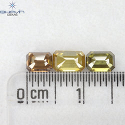 1.46 CT/3 Pcs Natural Emerald Diamond Mix Fancy Color Clarity SI (5.67 MM)
