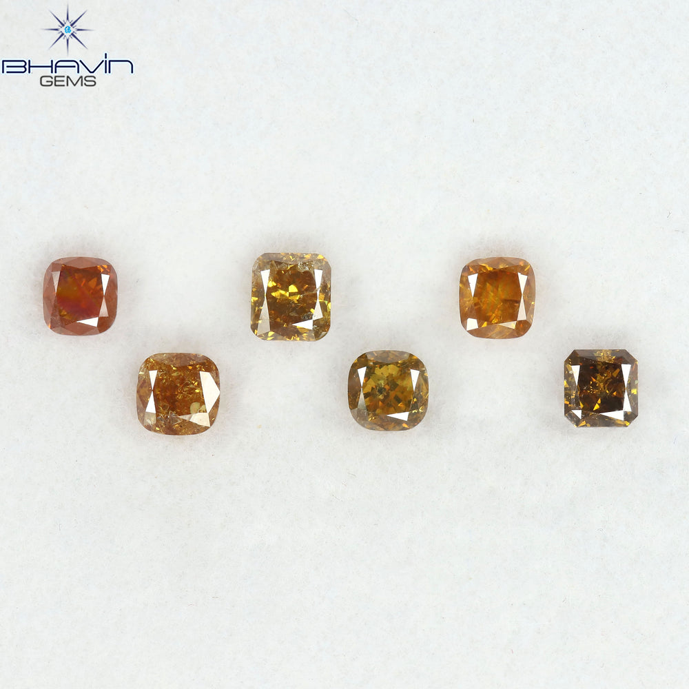2.06 CT/6 Pcs Natural Mix Diamond Orange Color Clarity SI (4.15 MM)