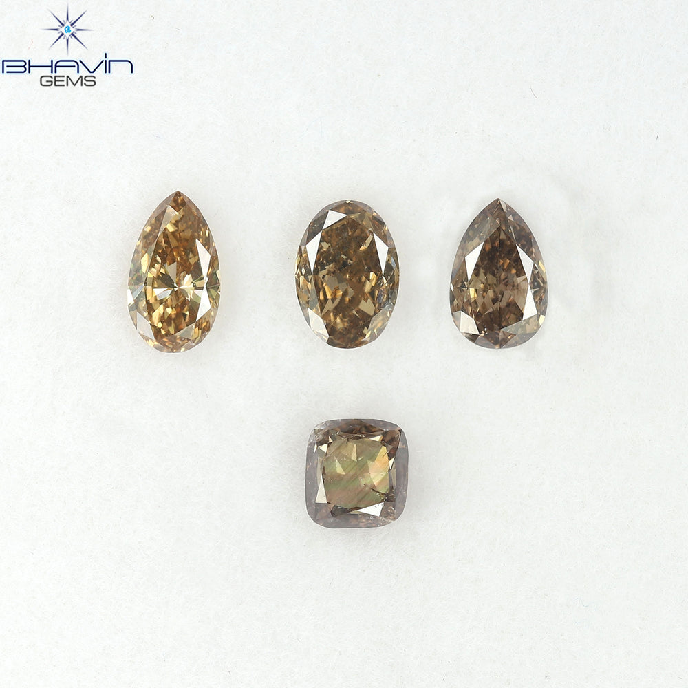 1.61 CT/4 Pcs Natural Mix Diamond Brown Color Clarity VS (6.12 MM)
