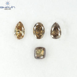 1.61 CT/4 Pcs Natural Mix Diamond Brown Color Clarity VS (6.12 MM)