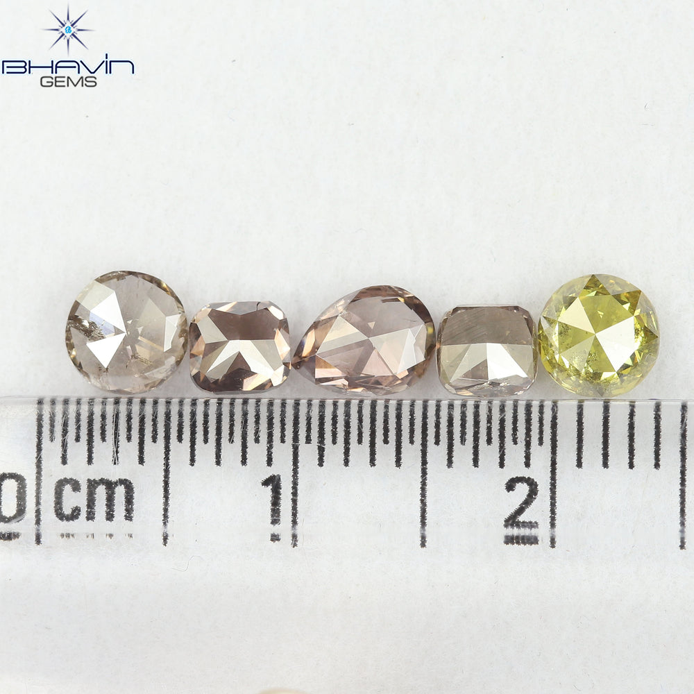 1.75 CT/5 Pcs Natural Mix Diamond Mix Fancy Color Clarity SI (5.75 MM)