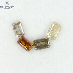 1.21 CT/4 Pcs Natural Emerald Diamond Mix Fancy Color Clarity I1 (5.05 MM)