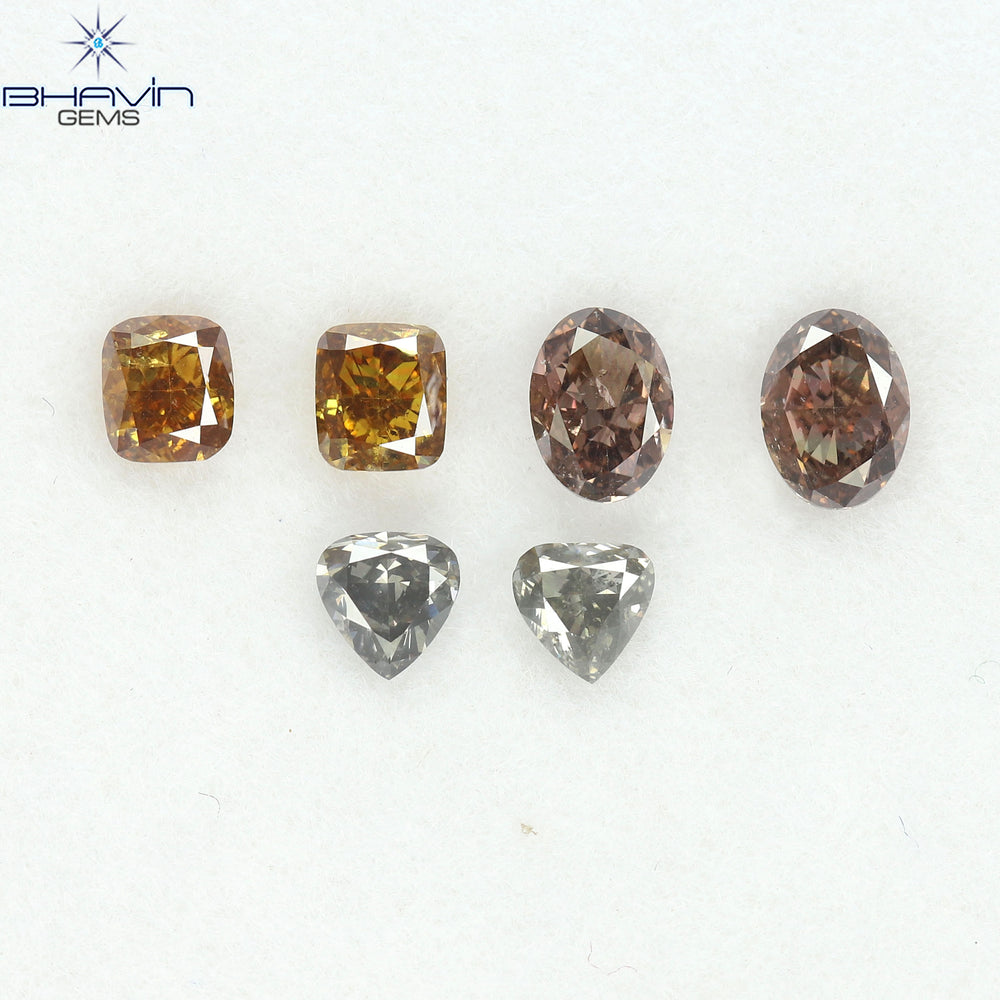 1.41 CT/6 Pcs Natural Mix Diamond Mix Fancy Color Clarity SI (4.73 MM)