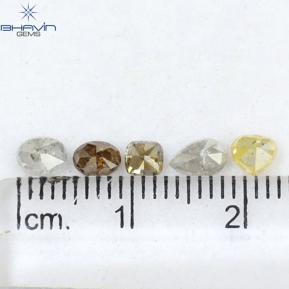 1.37 CT/5 Pcs Mix Shape Natural Diamond Mix Color I2 Clarity (5.20 MM)