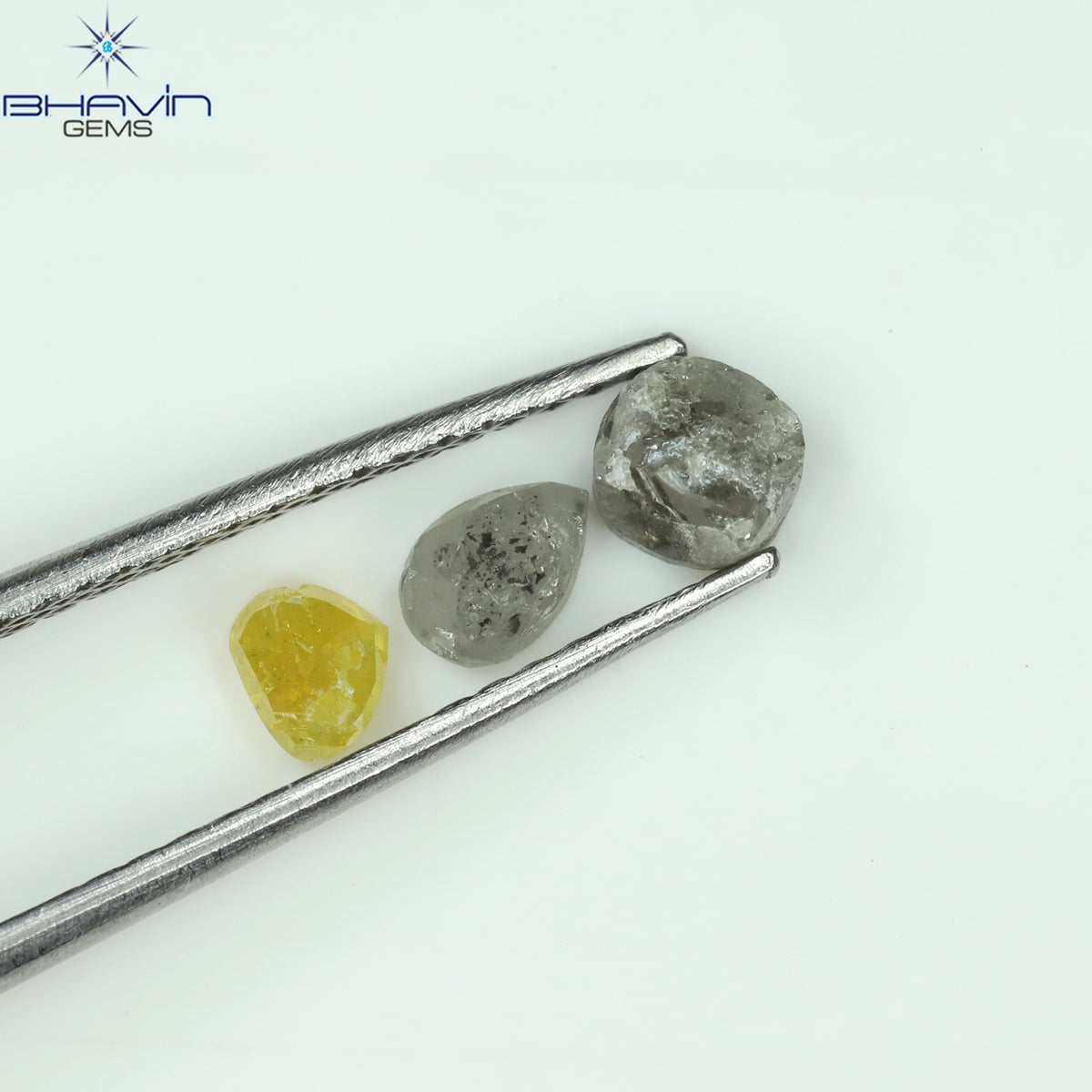 0.87 CT/3 Pcs Natural Uncut Diamond Mix Color Clarity I3 (4.00 MM)