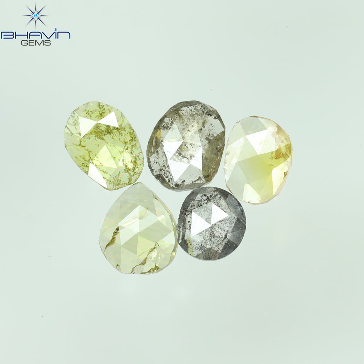 0.58 CT/5 Pcs Natural Polki Rose Cut Diamond Mix Fancy Color Clarity I2 (4.25 MM)