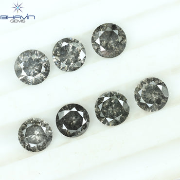 2.20 CT/7 Pcs Round Shape Natural Loose Diamond Salt And pepper Color I3 Clarity (4.50 MM)