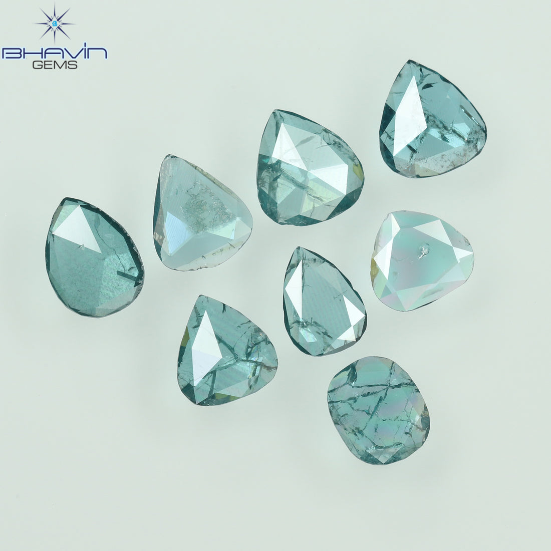 0.98 CT/8 Pcs Natural Mix Shape Diamond Enhanced Blue Color Clarity I1 (4.70 MM)