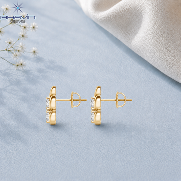 Infinity Swirl Double Diamond Stud Earrings