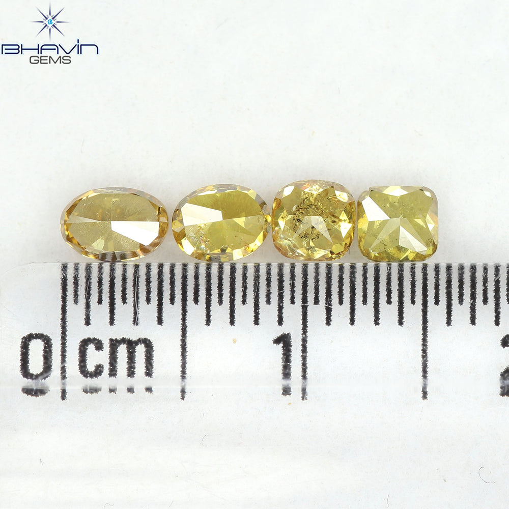 0.92 CT/4 Pcs Natural Mix Diamond Orange Color Clarity I1 (4.56 MM)