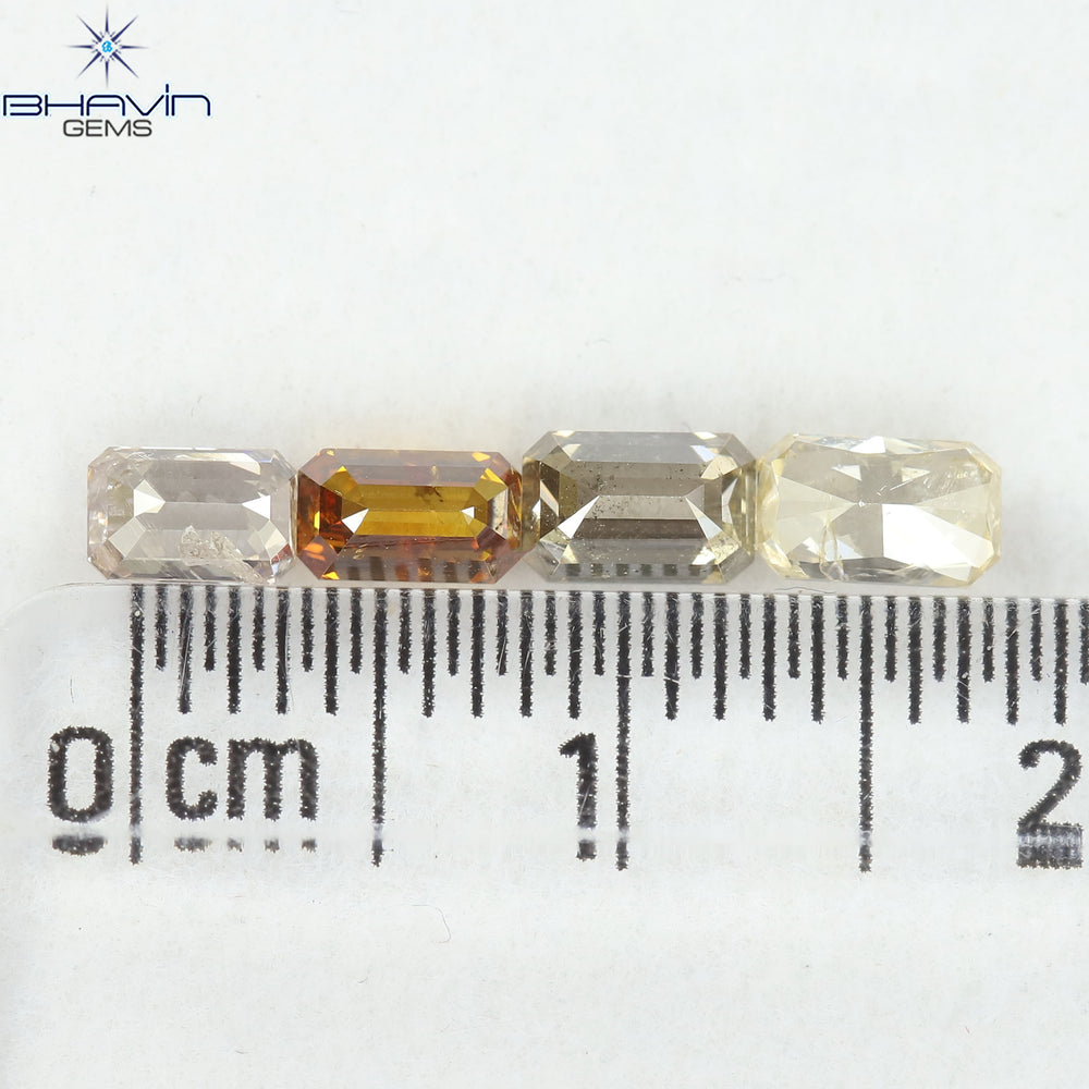 1.21 CT/4 Pcs Natural Emerald Diamond Mix Fancy Color Clarity I1 (5.05 MM)