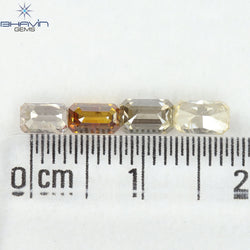 1.21 CT/4 Pcs Natural Emerald Diamond Mix Fancy Color Clarity I1 (5.05 MM)