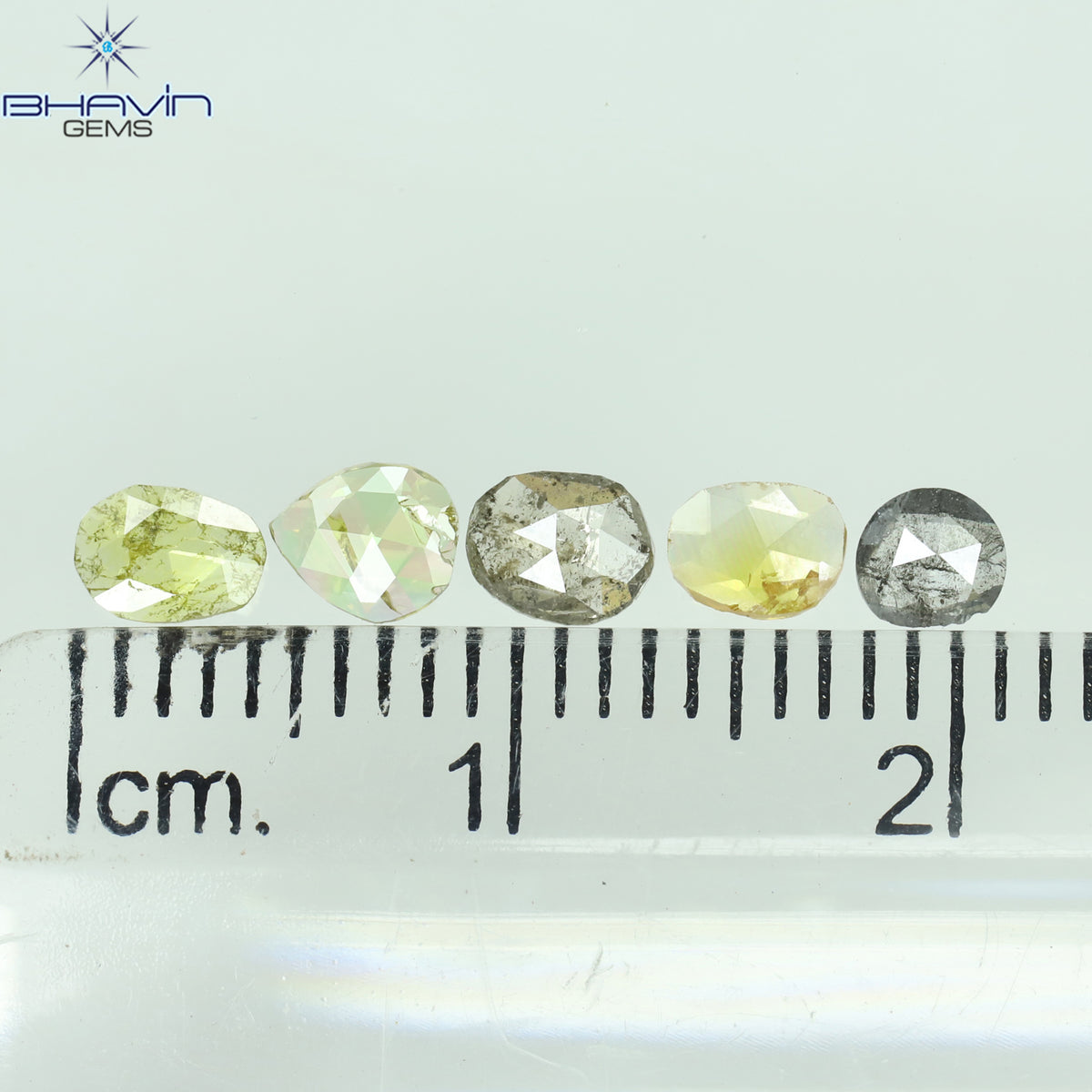 0.58 CT/5 Pcs Natural Polki Rose Cut Diamond Mix Fancy Color Clarity I2 (4.25 MM)