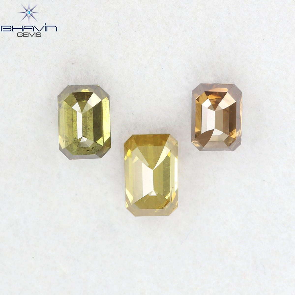1.46 CT/3 Pcs Natural Emerald Diamond Mix Fancy Color Clarity SI (5.67 MM)