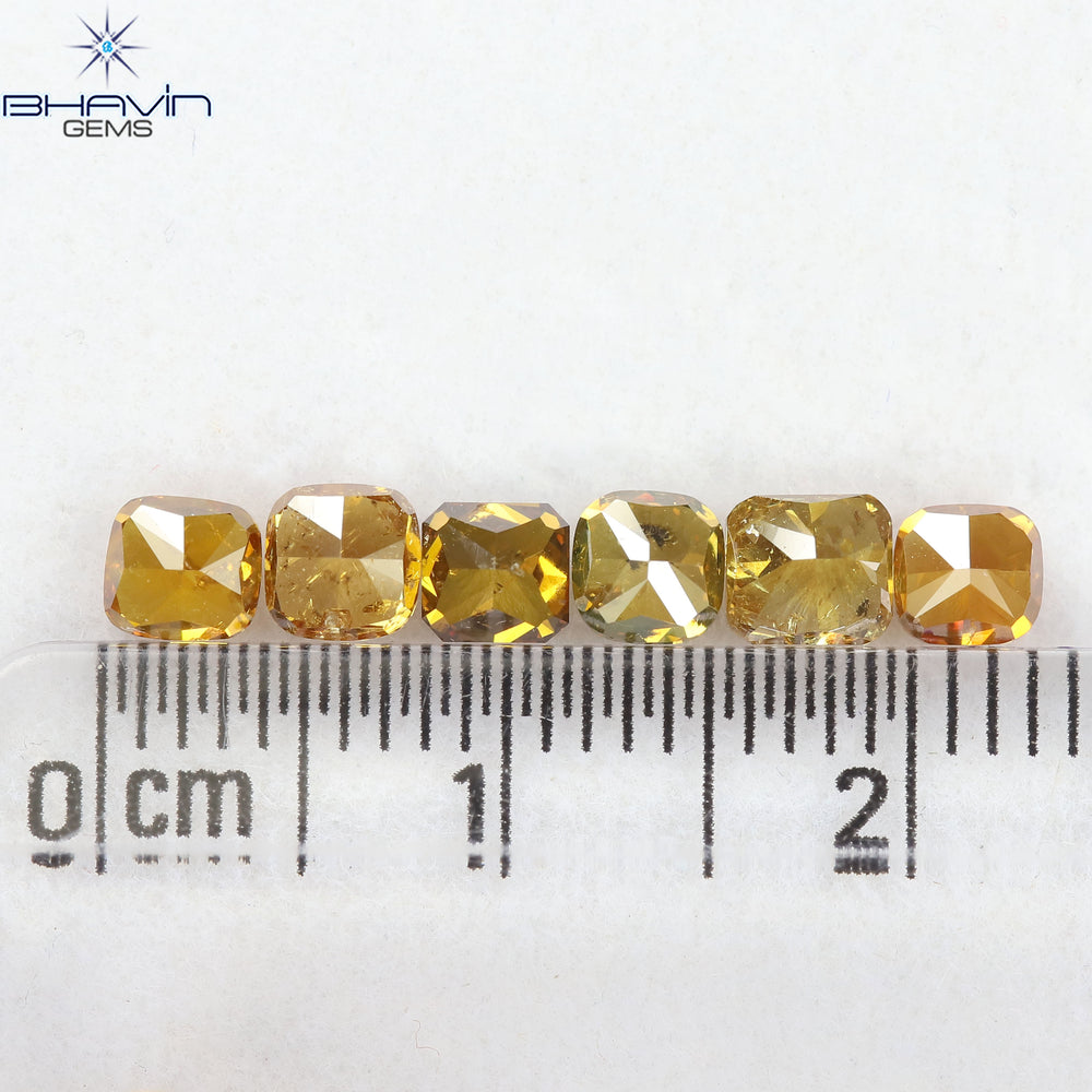 2.06 CT/6 Pcs Natural Mix Diamond Orange Color Clarity SI (4.15 MM)