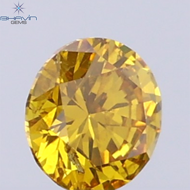 0.17 CT Natural Round Diamond Vivid Yellow Color Clarity SI2 (3.58 MM)
