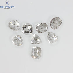 1.32 CT/8 Pcs Natural Uncut Slice Diamond Salt and Pepper Color Clarity I3 (5.57 MM)
