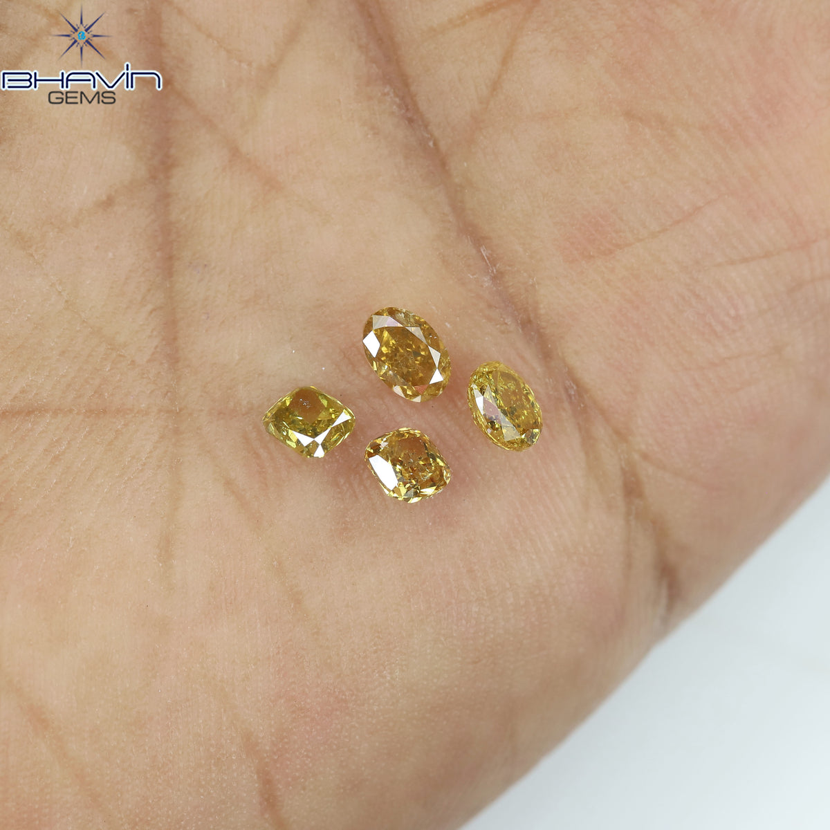0.92 CT/4 Pcs Natural Mix Diamond Orange Color Clarity I1 (4.56 MM)