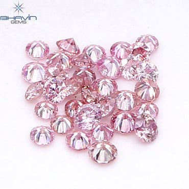 0.36 CT(33 Pcs) Round Natural Diamond Pink Color VS-SI Clarity