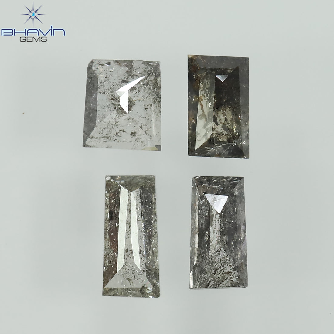 0.38 CT/4 Pcs Natural Baguette Diamond Salt and Pepper Color Clarity I3 (4.10 MM)