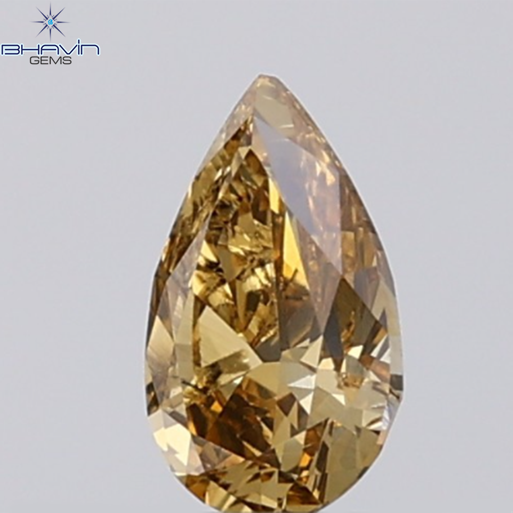 0.50 CT Natural Pear Diamond Brown Color Clarity SI (6.90 MM)